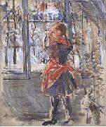 Berthe Morisot L Enfant au Tablier Rouge, a sketch painting